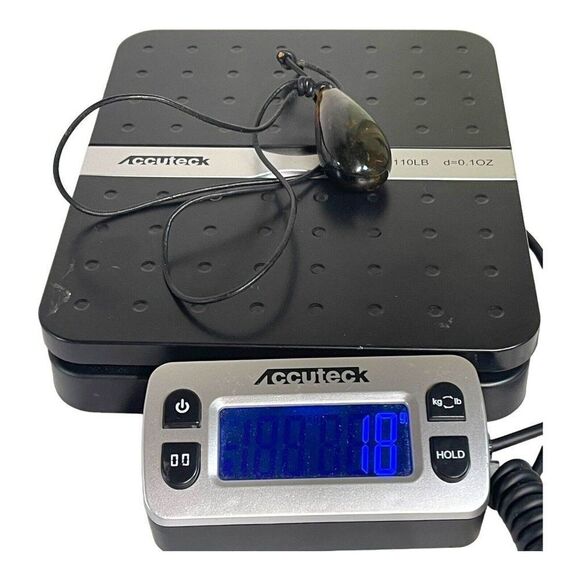 Teardrop Large Pendant Dark Amber Cord Necklace 15 Inches Long 18 Grams Vintage - Picture 8 of 8